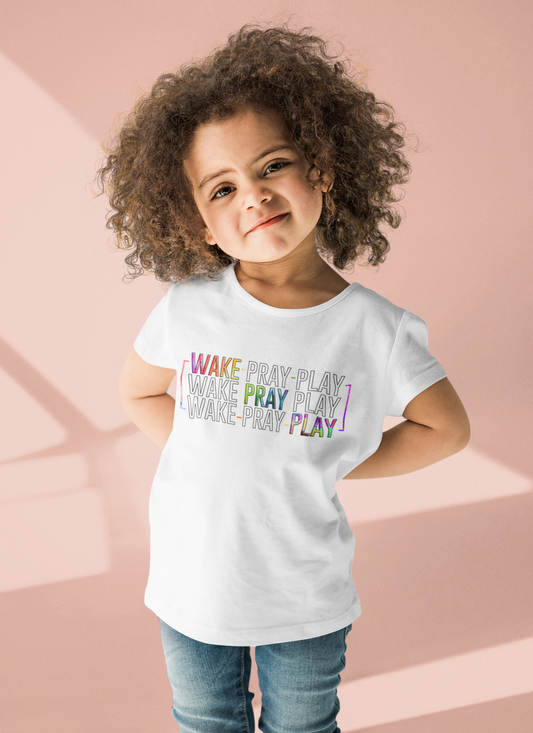 'Wake, Pray, Play' Toddler Tee
