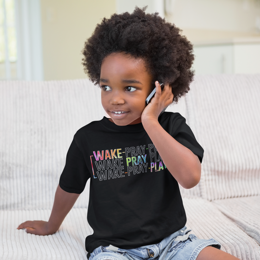 'Wake, Pray, Play' Toddler Tee